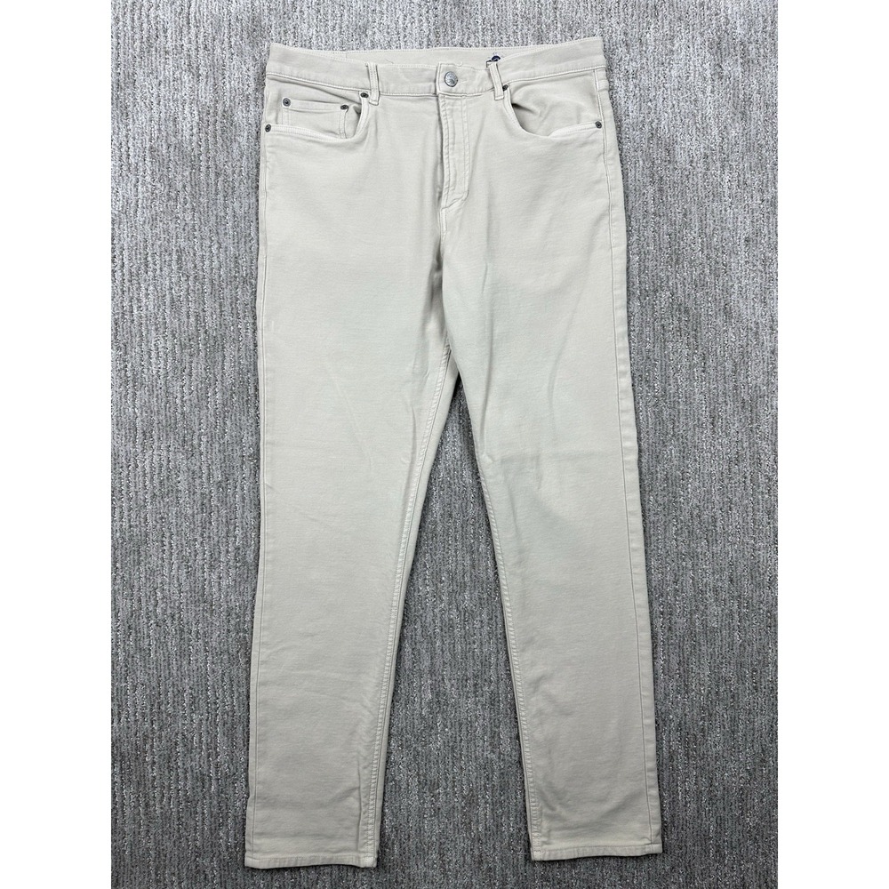 Faherty Jeans Mens 34x32 Beige Slim Stretch Terry 5 Pocket Pants MBC0020-STN